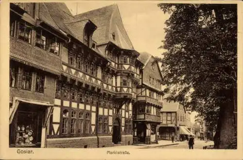 Ak Goslar am Harz, Marktstraße, Fachwerk