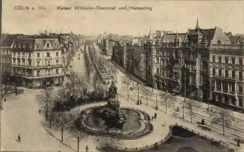 Ak Köln am Rhein, Kaiser Wilhelm-Denkmal, Hansaring