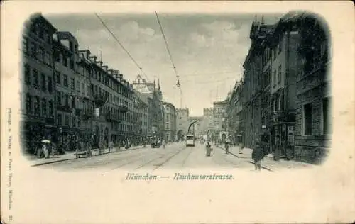 Ak München in Bayern, Neuhauserstraße, Straßenbahn