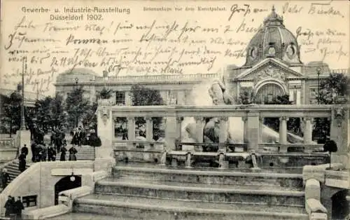 Ak Düsseldorf am Rhein, Industrie und Gewerbeausstellung 1902, Betonanlage vor Kunstpalast