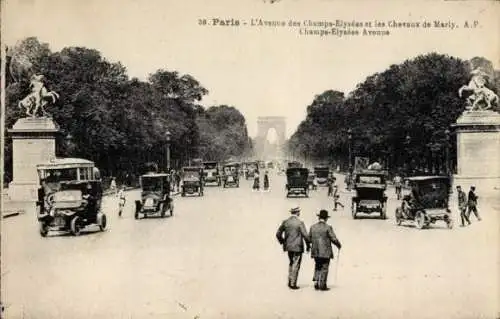 Ak Paris VIII, Avenue des Champs Élysées, Chevaux de Marly