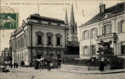 Ak Cholet Maine et Loire, Theater, Rathaus