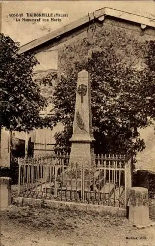 Ak Haironville Lothringen Meuse, Le Monument aux Morts