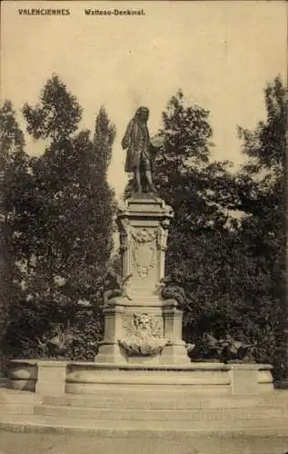 Ak Valenciennes Nord, Watteau-Denkmal
