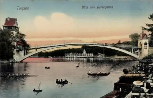 Ak Berlin Treptow, Blick vom Spreegarten, Brücke