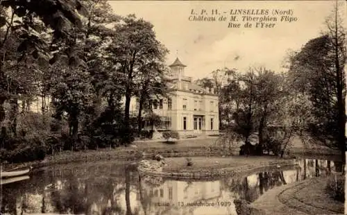 Ak Linselles Nord, Chateau de M. Tiberghien Flipo, Rue de l'Yser