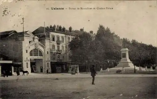 Ak Valence Drôme, Statue de Montalivet, Cinema Palace