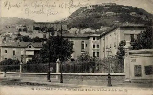 Ak Grenoble Isère, Ancien Hopital Civil, les Forts Rabot et de la Bastille