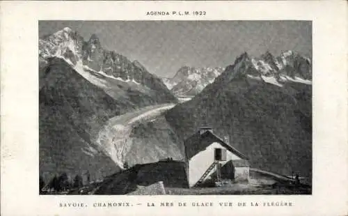 Ak Chamonix Mont Blanc Haute Savoie, Mer de Glace, Vue de la Flegere