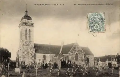 Ak Landelles et Coupigny Calvados, Kirche