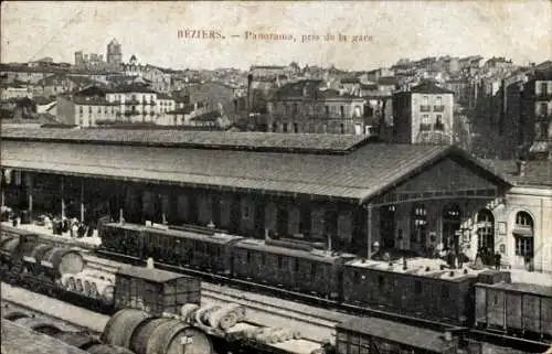 Ak Béziers Hérault, Panorama, Bahnhof