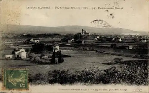 Ak Pont Saint Esprit Gard, Panorama, Ouest