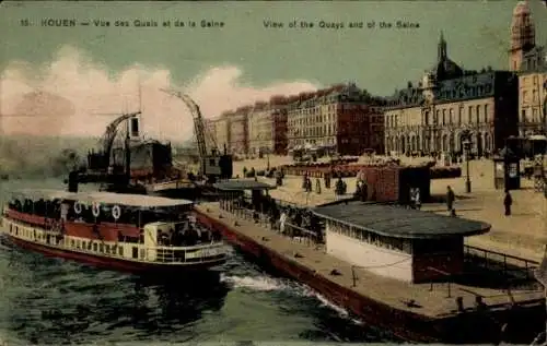 Ak Rouen Seine Maritime, Quais, Seine, Ausflugsschiff, Dampfer