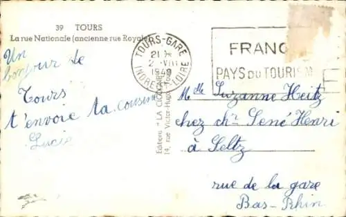 Ak Tours Indre et Loire, Rue Nationale, ancienne Rue Royale