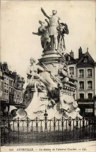 Ak Abbeville Somme, Statue de l'Amiral Courbet