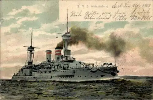 Ak Deutsches Kriegsschiff, SMS Weissenburg, Kaiserliche Marine