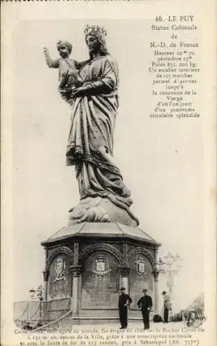 Ak Le Puy en Velay Haute Loire, Statue Colossale de Notre Dame de France