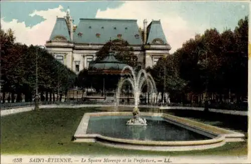 Ak Saint Étienne Loire, Square Marengo, Präfektur, Brunnen