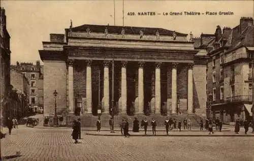 Ak Nantes Loire Atlantique, Grand Theatre, Place Graslin