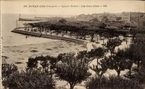 Ak Royan Charente Maritime, Cote d'Argent, Square Botton, Les deux jetees