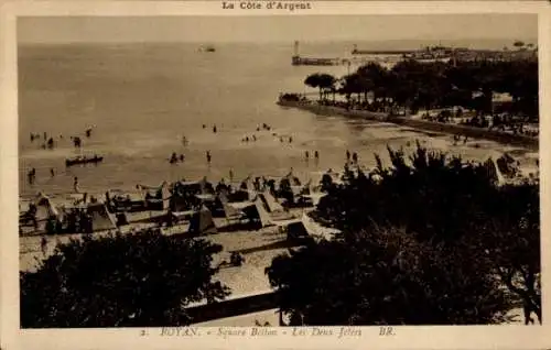 Ak Royan Charente Maritime, Square Botton, Les Deux Jetees