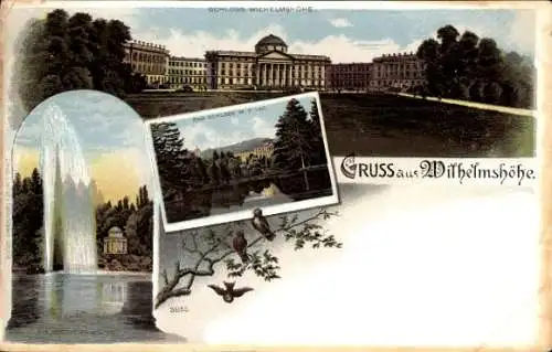 Ak Bad Wilhelmshöhe Kassel in Hessen, Schloss, Fontäne