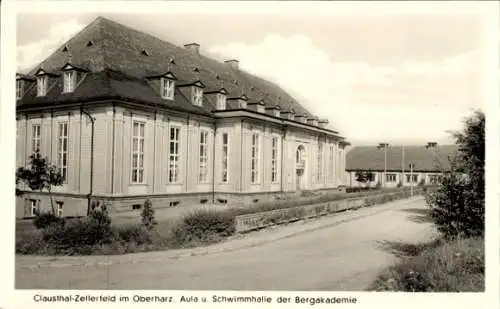 Ak Clausthal Zellerfeld im Oberharz, Bergakademie, Aula und Schwimmhalle