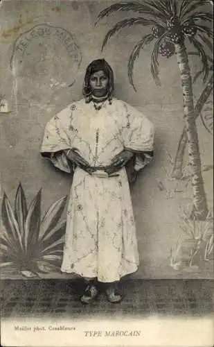 Ak Marokko, Araberin in Tracht, Maghreb, Portrait
