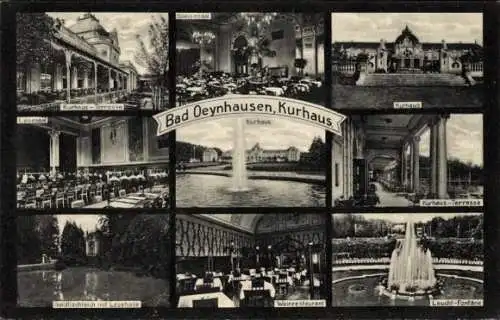 Ak Bad Oeynhausen in Westfalen, Kurhaus, Terrasse, Leucht-Fontäne, Weinrestaurant