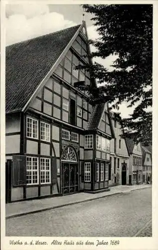 Ak Vlotho an der Weser, altes Haus, Fachwerkhaus