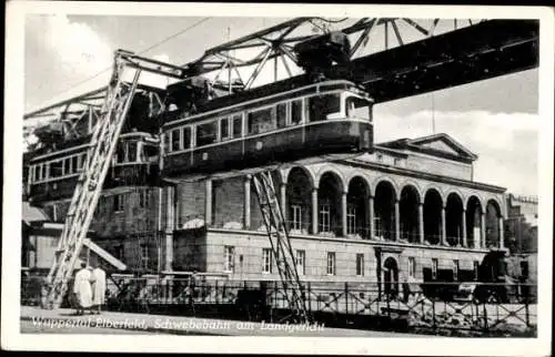 Ak Elberfeld Wuppertal, Schwebebahn, Landgericht