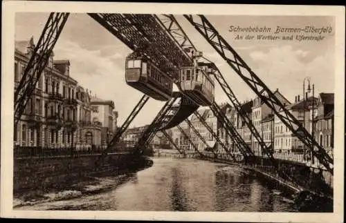 Ak Wuppertal, Schwebebahn, Wertherstraße, Uferstraße