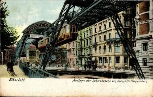 Ak Elberfeld Wuppertal, Schwebebahn, Haltestelle Döppersberg, Ausfahrt