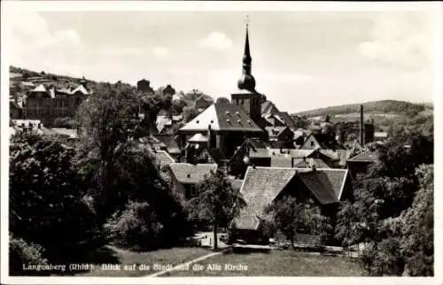 Ak Langenberg Velbert im Rheinland, Panorama, Alte Kirche