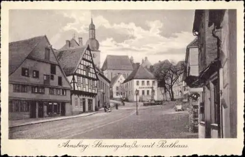 Ak Arnsberg im Sauerland Westfalen, Steinwegstraße mit Rathaus