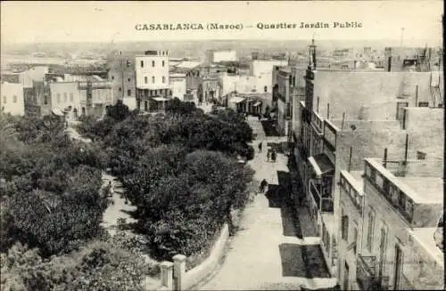 Ak Casablanca Marokko, Quartier Jardin Public, Öffentlicher Garten