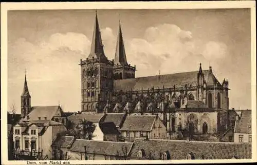 Ak Xanten am Niederrhein, St. Victor-Dom, Blick vom Markt