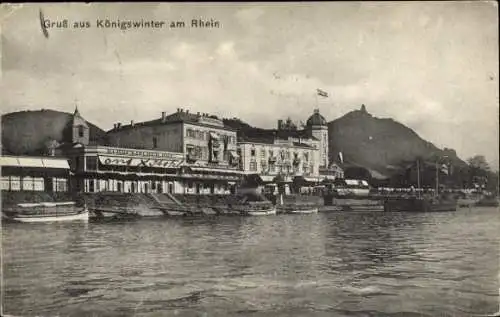 Ak Königswinter am Rhein, Teilansicht, Hotel, Drachenfels