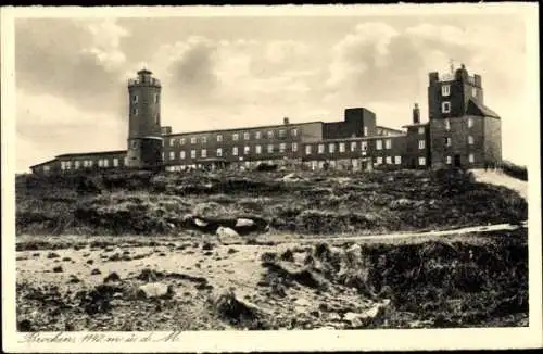 Ak Brocken Nationalpark Harz, Brockenturm, Brockenhotel