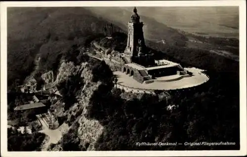 Ak Steinthaleben Kyffhäuserland in Thüringen, Kyffhäuser, Denkmal, Fliegeraufnahme