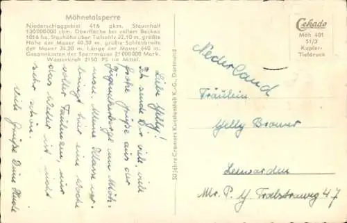 Ak Möhnesee in Westfalen, Möhnetalsperre