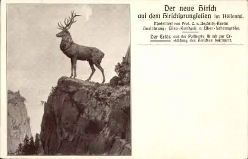 Ak Buchenbach im Schwarzwald, Hirschsprungfelsen im Höllental, der neue Hirsch