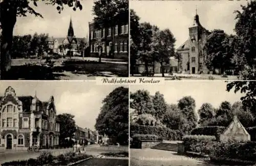 Ak Kevelaer am Niederrhein, Teilansicht, Rathaus, Marienpark, Schutzmantelmadonna