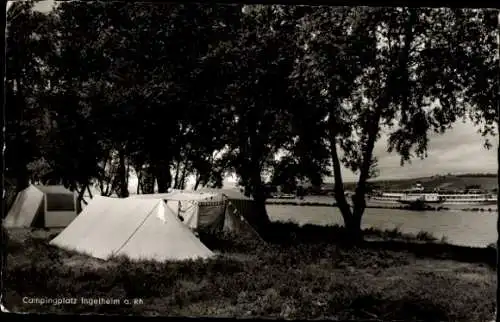 Ak Ingelheim am Rhein, Campingplatz, Dampfer