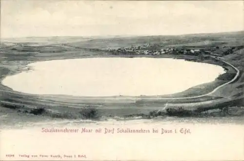 Ak Schalkenmehren in der Eifel, Schalkenmehrener Maar, Panorama