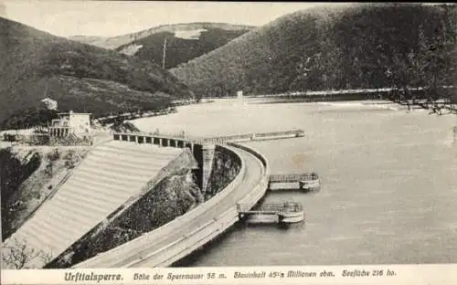 Ak Gemünd Schleiden in der Eifel, Urft-Talsperre, Sperrmauer