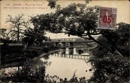 Ak Phu Lang Thuong Tonkin Vietnam, Eisenbahnbrücke