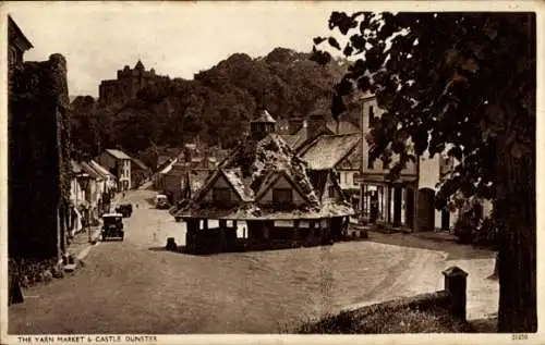 Ak Dunster Somerset England, Garnmarkt, Schloss