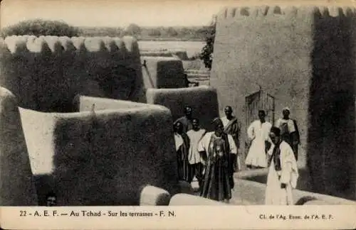 Ak Tchad Tchad, Auf den Terrassen