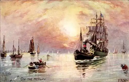 Künstler Ak Chatham Kent England, am Medway